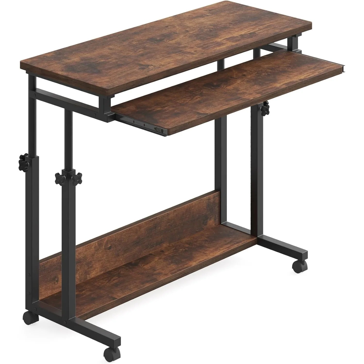 Portable Desk for Sofa and Bed,Height Adjustable Laptop Table,Rolling Computer Cart with Keyboard Tray on Wheels for Home Office