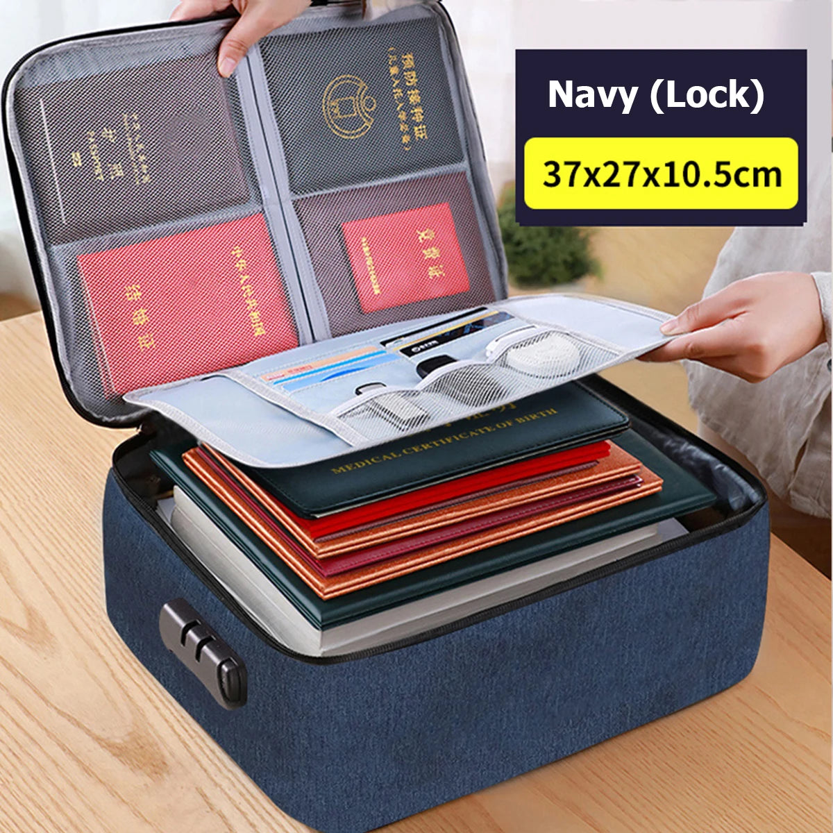 Document Storage Bag Multi-layer Large Capacity File bag Password Briefcase Organize Pouch Accessories Supplies