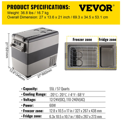 SucceBuy 20L 22L 35L 45L 55L Car Refrigerator Mini Fridge Freezer Portable Compressor Cooler DC 110-240V Ice Box for Camping