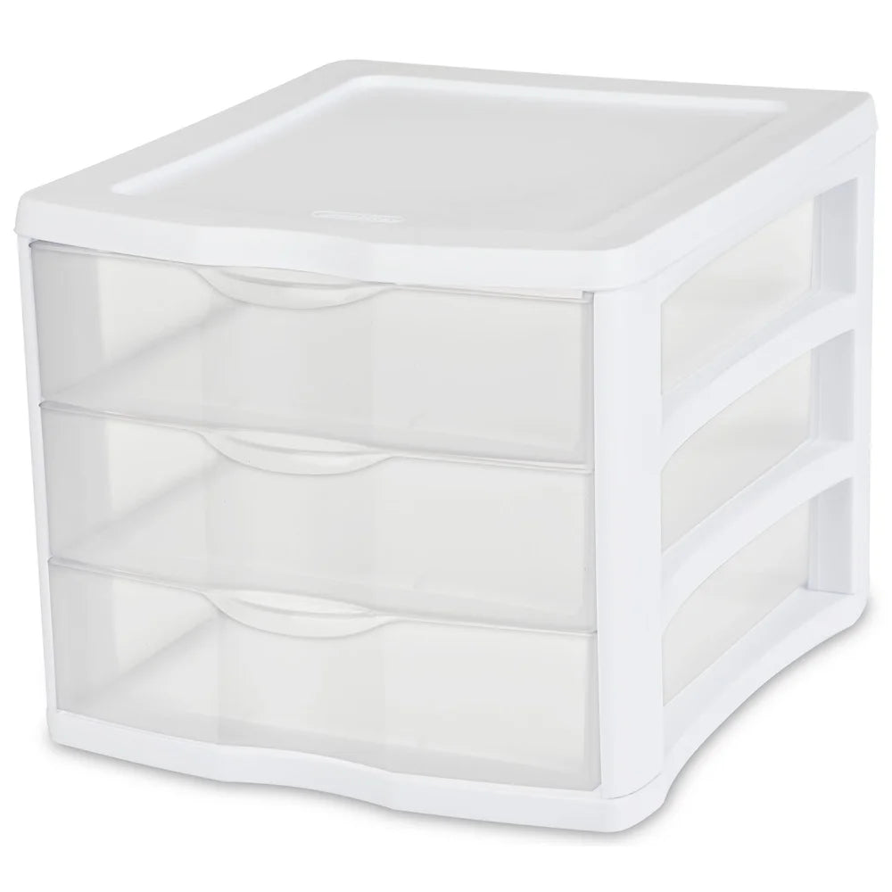 3 Drawer Clear Plastic Desktop Storage Organizer Stackable Countertop Drawer Crafts Office Supplies Jewelry Home Office Storage