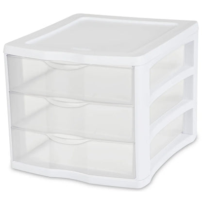 3 Drawer Clear Plastic Desktop Storage Organizer Stackable Countertop Drawer Crafts Office Supplies Jewelry Home Office Storage