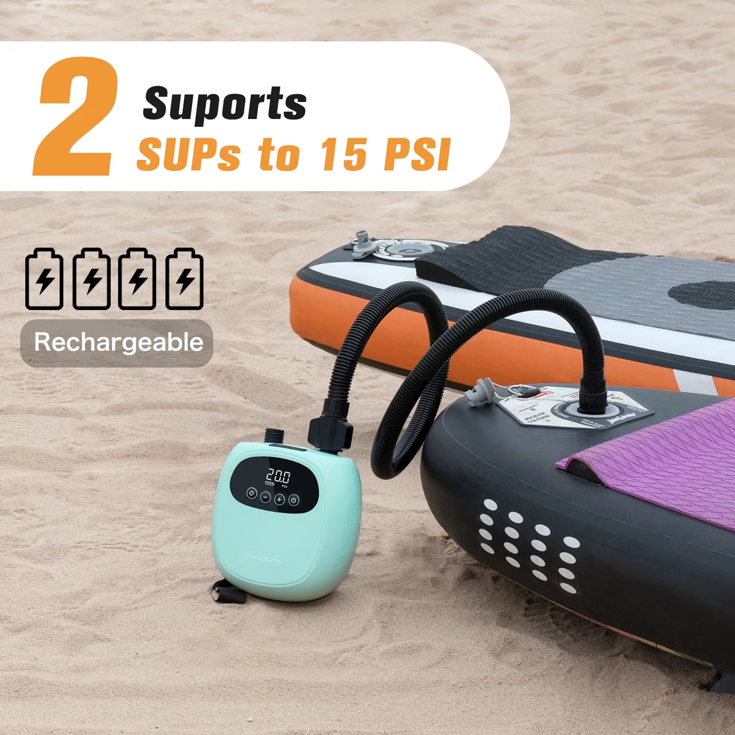 dwndpump Electric 20PSI SUP Pump 38.48Wh Battery Paddle Board Inflation Deflation for Kayak Boat Surfing Board Stand Up Paddle