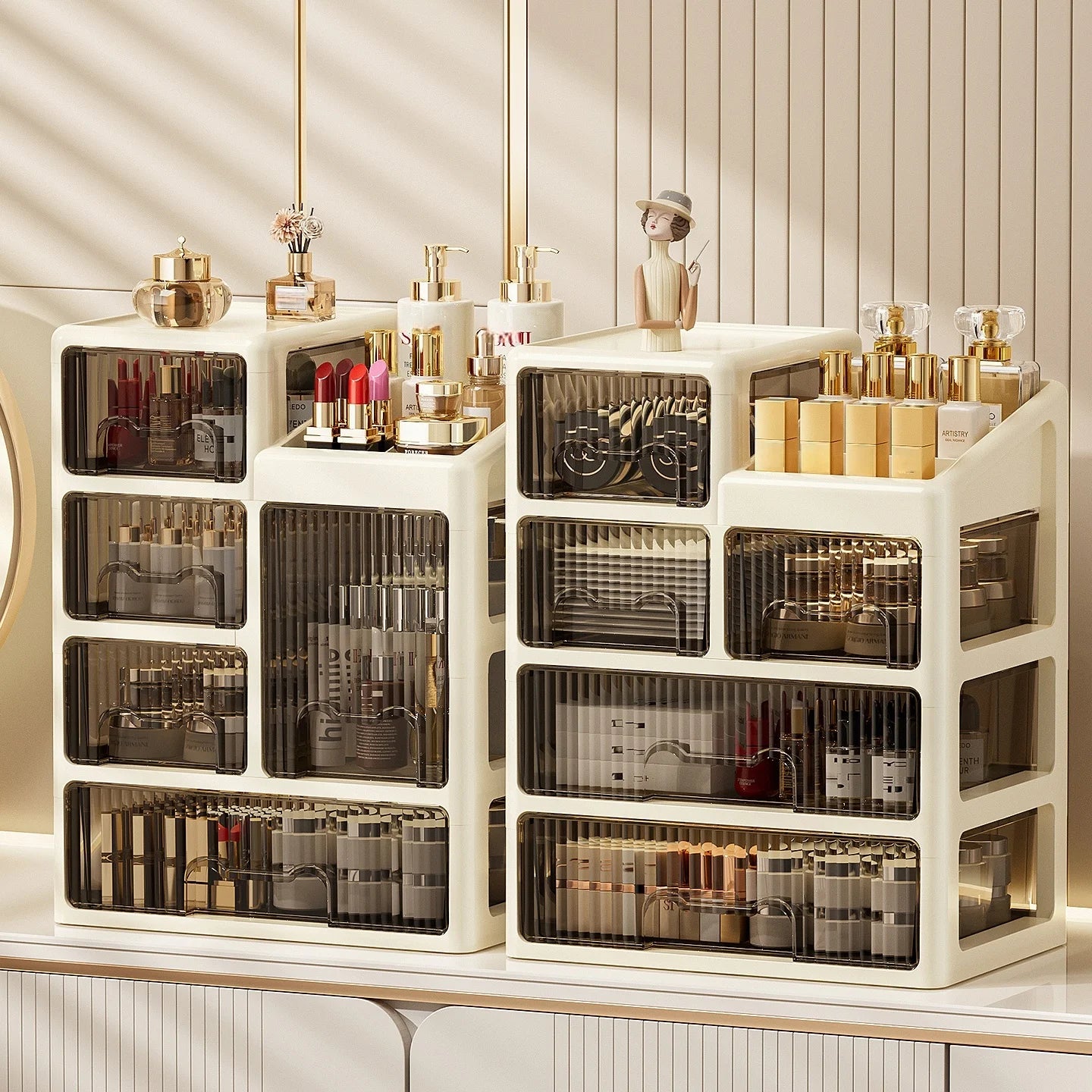 Drawer-style cosmetics storage box, high-end dressing table, lipstick, skin care products, jewelry shelf, desktop storage box