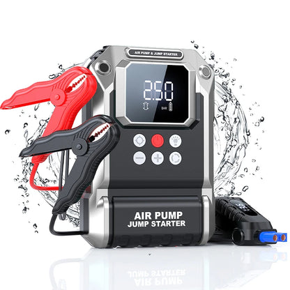 Car Emergency Jump Starter Air Pump 6000A/7000A Peak Tire Inflator Car Emergency Jump Starter With LED Light Power Bank
