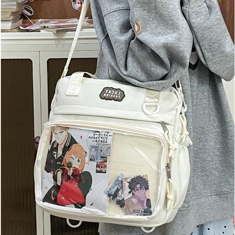 Multifunctional Shoulder Crossbody Bag with Large Capacity for Students To Attend Classes and Tutoring Tote Bag for Girls