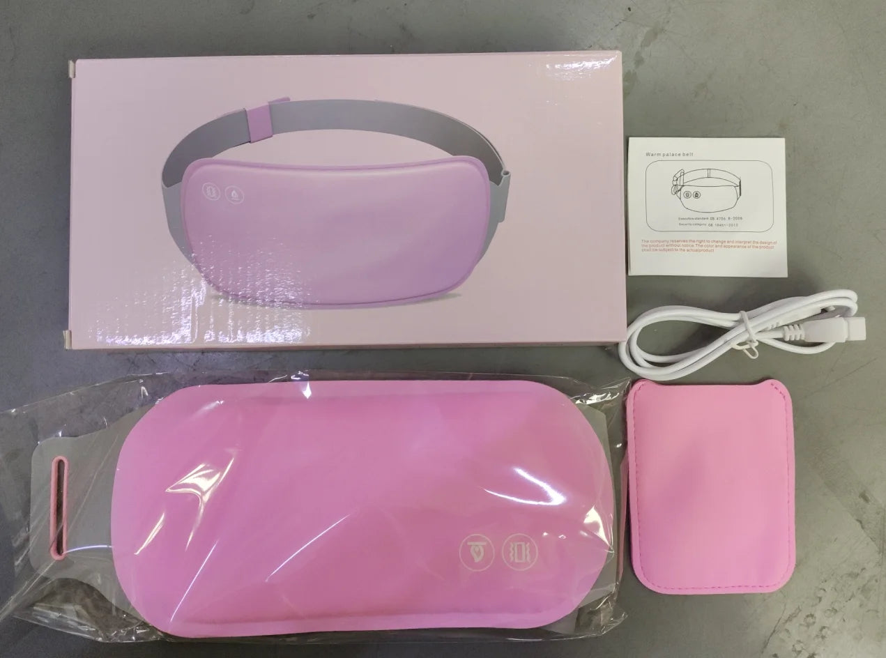 Portable Heated Massage Belt Menstrual Pain Relief Hot Compress Pad Abdominal Thermal Vibration Massager Period Warm Palace Belt